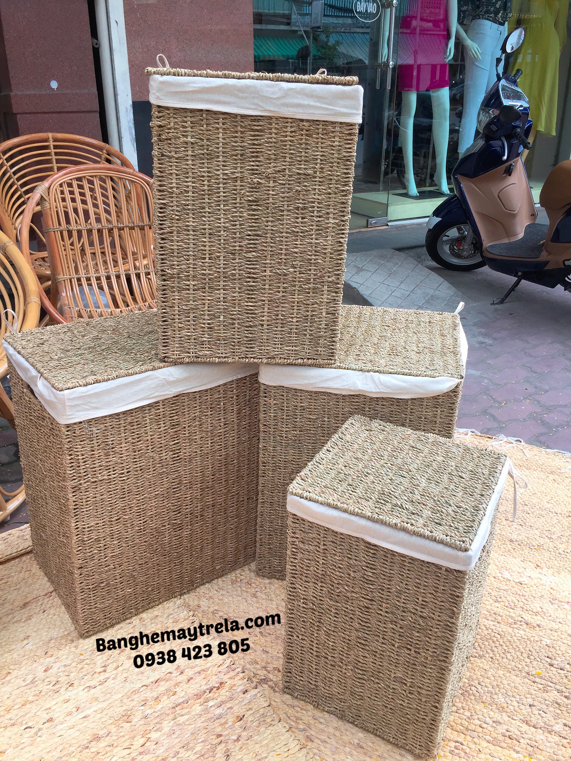 Giỏ đựng đồ mây tre đan hình vuông